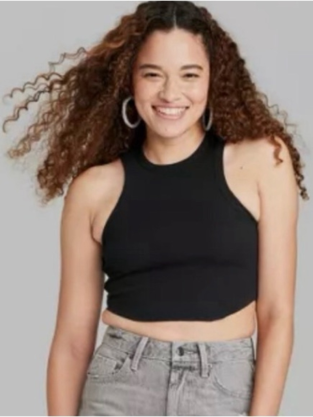 wild fable Black Ribbed Crop Tank